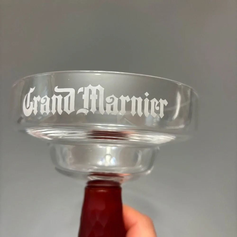 Grand Mariner Cocktail Margarita Glass with Red Honey Comb Stem Vintage 1990s